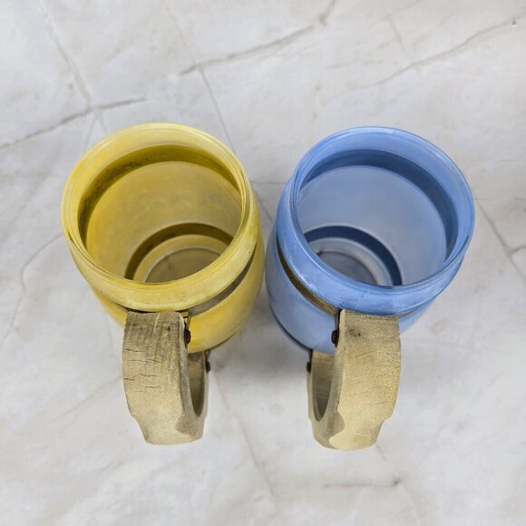 Vintage Siesta Ware Barrel Frosted Mugs Glasses Set of 4 Blue Orange Yellow - Picture 10 of 13